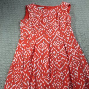 DB Established 1962 Size 6 Orange & White Sleeveless Pleated A-Line Dress